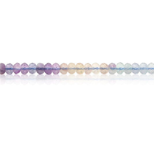 Perles Fluorite Naturelle Boulier Facette 2x3mm Trou 0.6mm Environ 179pcs Fil de 39cm