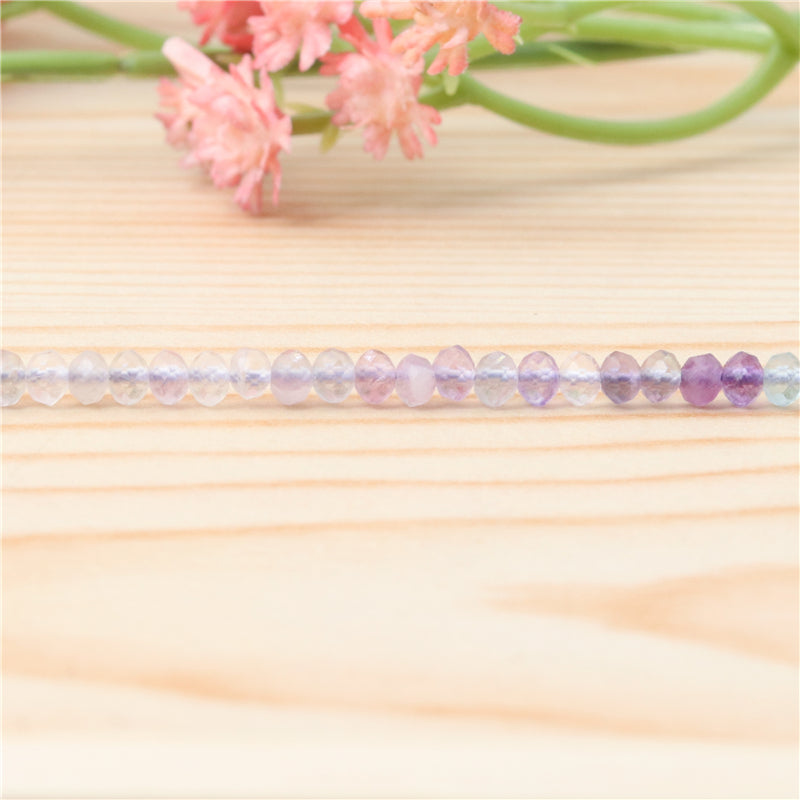 Perles Fluorite Naturelle Boulier Facette 3x4mm Trou 0.6mm Environ 136pcs Fil de 39cm