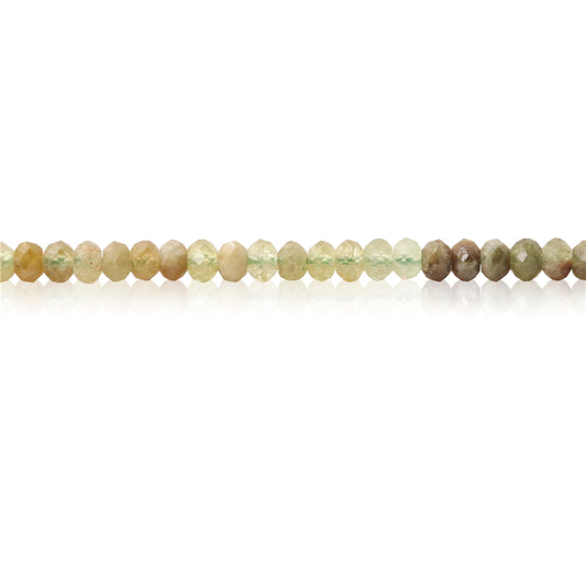 Perles de grenat vert naturel boulier facette 2x3mm trou 0.6mm environ 179pcs 39cm sur fil