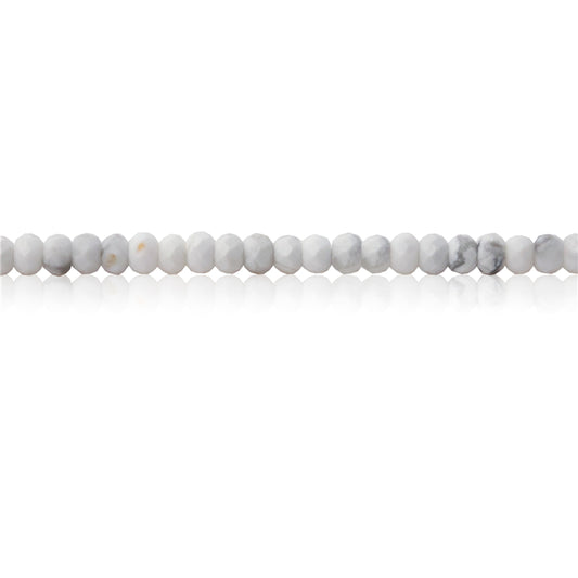 Perline di howlite naturale Abaco sfaccettato 2x3 mm Foro 0,6 mm circa 179 pezzi da 39 cm di filo