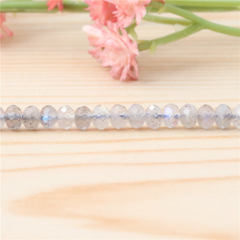 Perles Labradorite naturelle Boulier facette 3x4mm trou 0.6mm Environ 136pcs Fil de 39cm