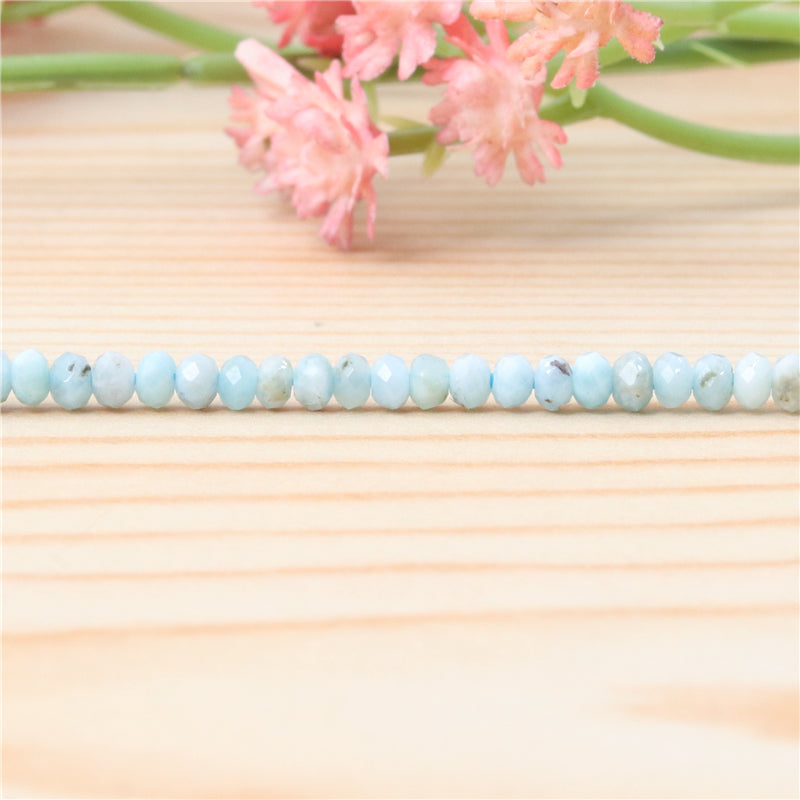 Natural Larimar Beads Abacus Faceted 2x3mm Hole 0.6mm about 179pcs 39cm strand