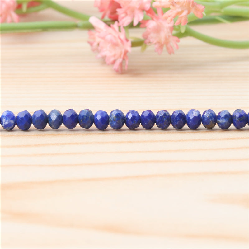 Conta Lápis Lazuli Natural Ábaco Facetado 3x4mm Buraco 0,6mm cerca de 136pcs 39cm fio