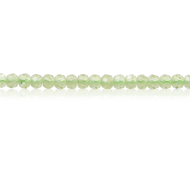 Natürliche Peridot-Perlen, Abakus, facettiert, 3 x 4 mm, Loch 0,6 mm, ca. 136 Stück, 39 cm Strang