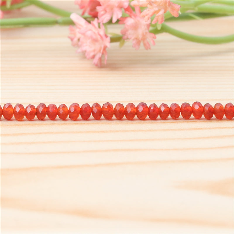 Natural Red Agate Beads Abacus Faceted 3x4mm Hole 0.6mm about 136pcs 39cm strand