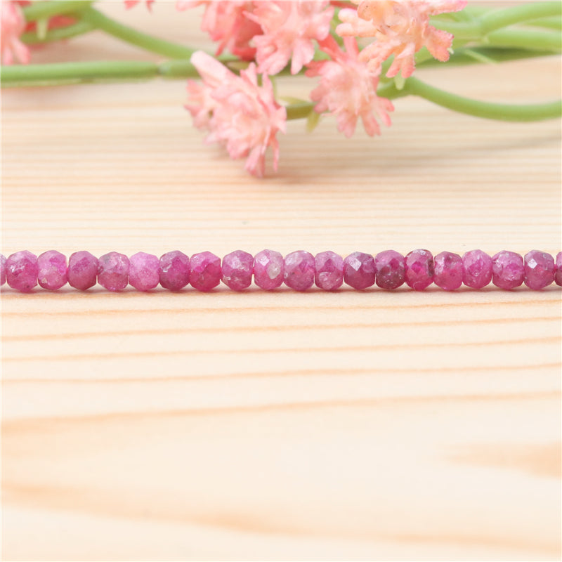 Perles de cristal rubis naturel boulier facette 3x4mm trou 0.6mm environ 136pcs 39cm sur fil