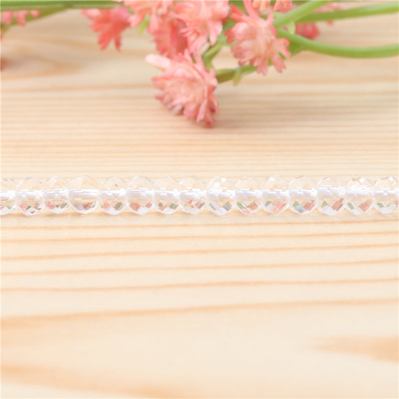 Natural Rock Crystal Beads Abacus Faceted 3x4mm Hole 0.6mm about 136pcs 39cm strand