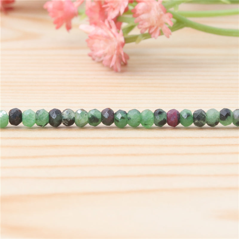 Natural Ruby Zoisite Beads Abacus Faceted 3x4mm Hole 0.6mm about 136pcs 39cm strand