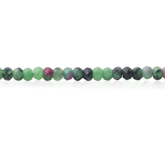 Perles Rubis naturel Zoisite Boulier facette 2x3mm trou 0.6mm Environ 179pcs Fil de 39cm