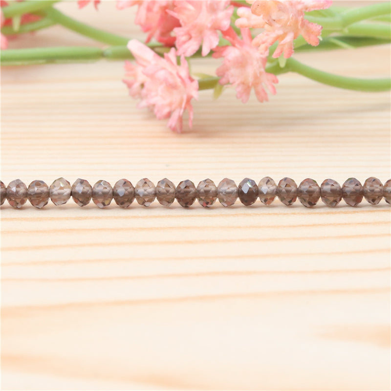 Natural Smoky Quartz Beads Abacus Faceted 2x3mm Hole 0.6mm about 179pcs 39cm strand