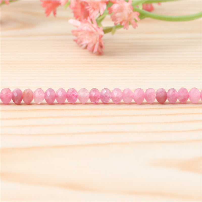 Perles Tourmaline rose naturelle Boulier facette 2x3mm trou 0.6mm Environ 179pcs Fil de 39cm