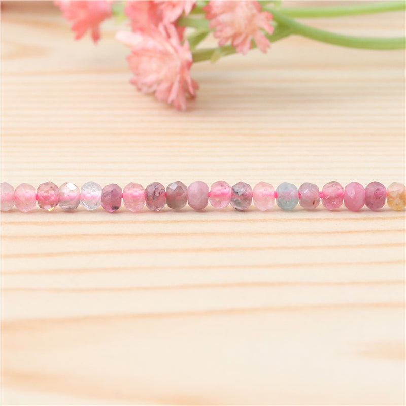 Tourmaline A naturelle perles boulier facette 2x3mm trou 0.6mm environ 179pcs 39cm sur fil