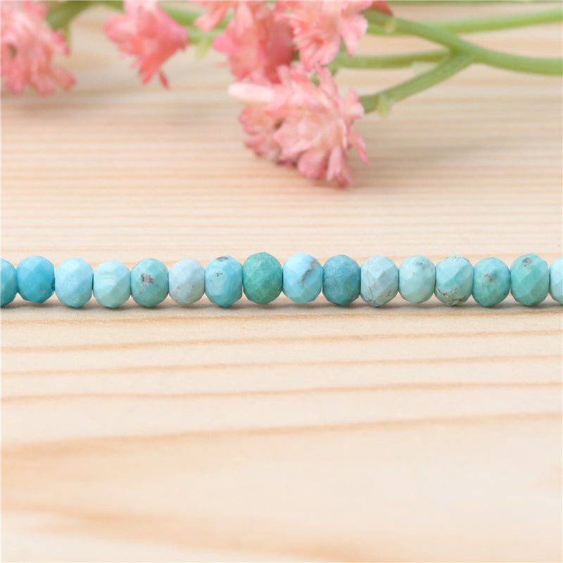 Perles Turquoise Naturelles Boulier Facette 2x3mm Trou 0.6mm Environ 179pcs Fil de 39cm