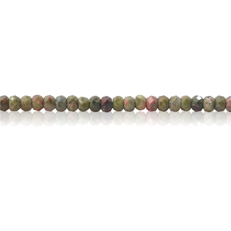 Perles Unakite naturelles Boulier facette 2x3mm trou 0.6mm Environ 179pcs Fil de 39cm