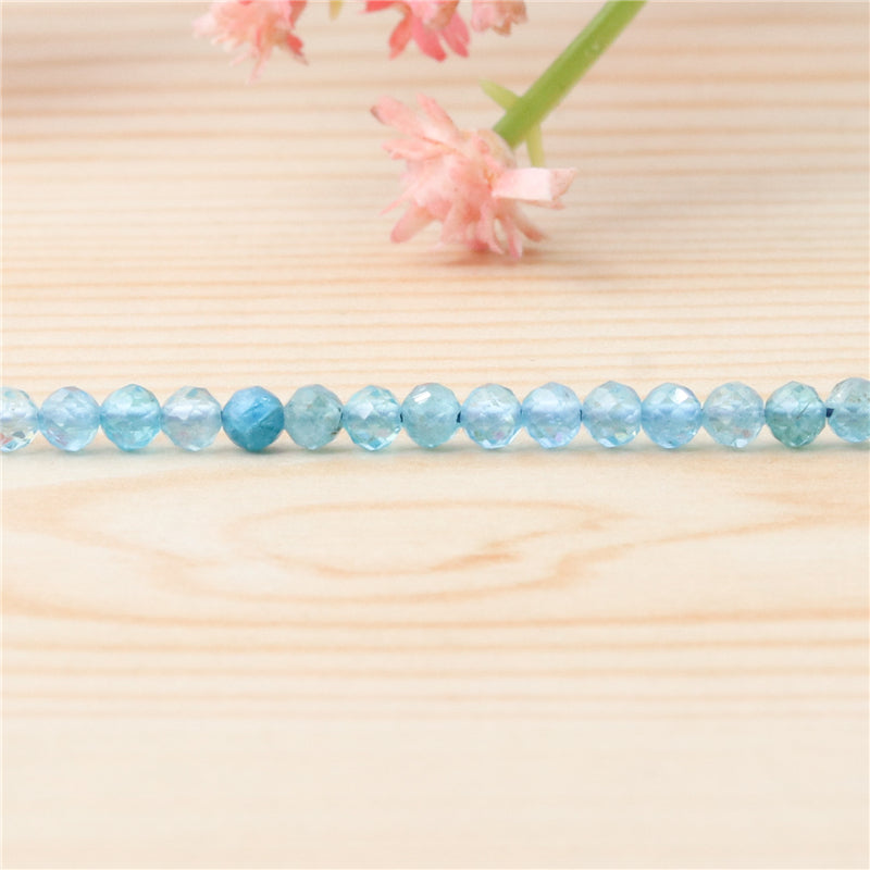 Natural Aquamarine Beads Round Faceted 2mm Hole 0.5mm about 174pcs 39cm strand