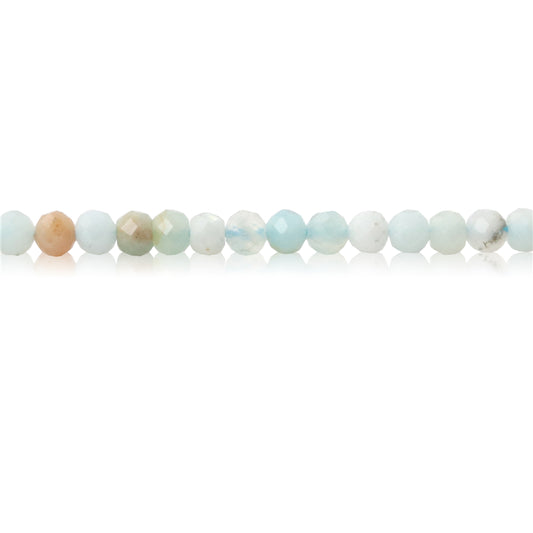 Perles Amazonite naturelle ronde facette trou 2mm trou 0.5mm environ 174pcs 39cm sur fil