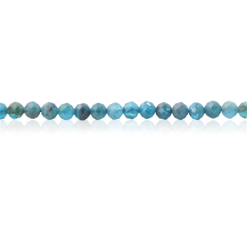 Perline di apatite naturale rotonde sfaccettate da 2 mm, foro da 0,5 mm, circa 174 pezzi, filo da 39 cm.