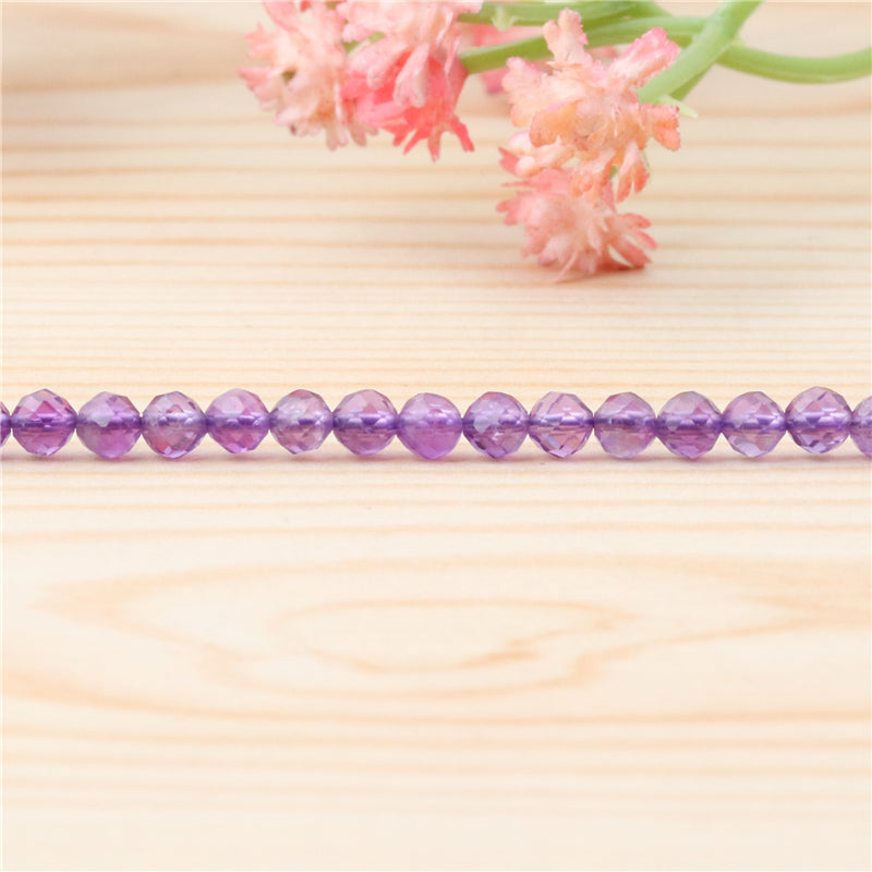 Natural Amethyst Beads Round Faceted 3mm Hole 0.5mm about 127pcs 39cm strand