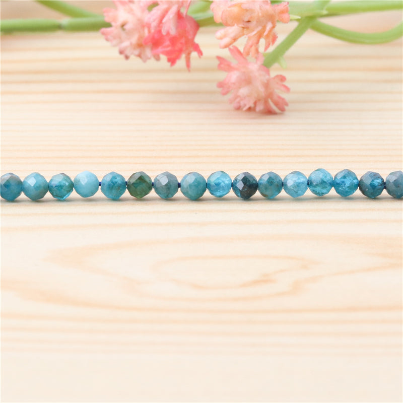 Natural Apatite Beads Round Faceted 2mm Hole 0.5mm about 174pcs 39cm strand