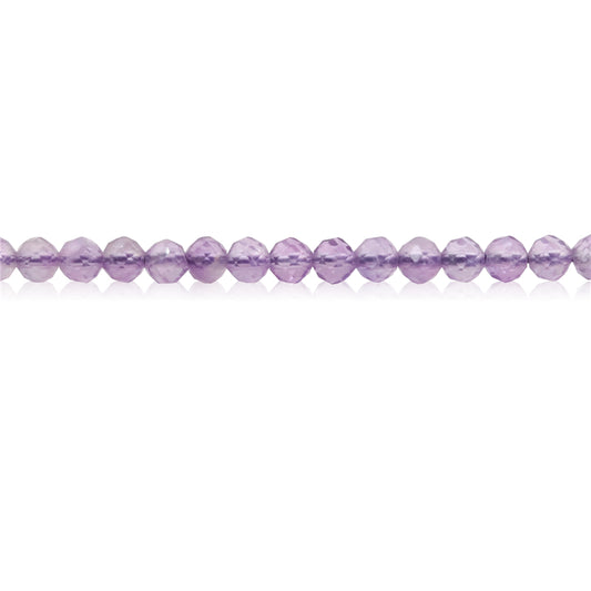 Natürliche Amethystperlen, rund, facettiert, 3 mm, Loch 0,5 mm, ca. 127 Stück, 39 cm Strang