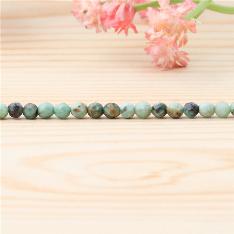 Natural African Turquoise Beads Round Faceted 2mm Hole 0.5mm about 174pcs 39cm strand