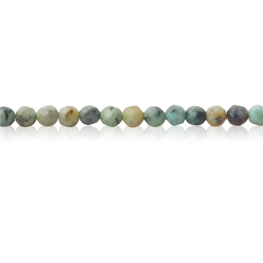 Perles Turquoise Africaines Naturelles Rondes Facettes Trou 2mm 0.5mm Environ 174pcs Fil de 39cm