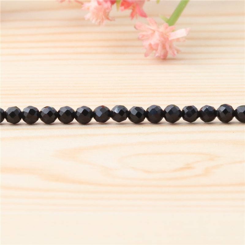 Natural Black Agate Beads Round Faceted 2mm Hole 0.5mm about 174pcs 39cm strand