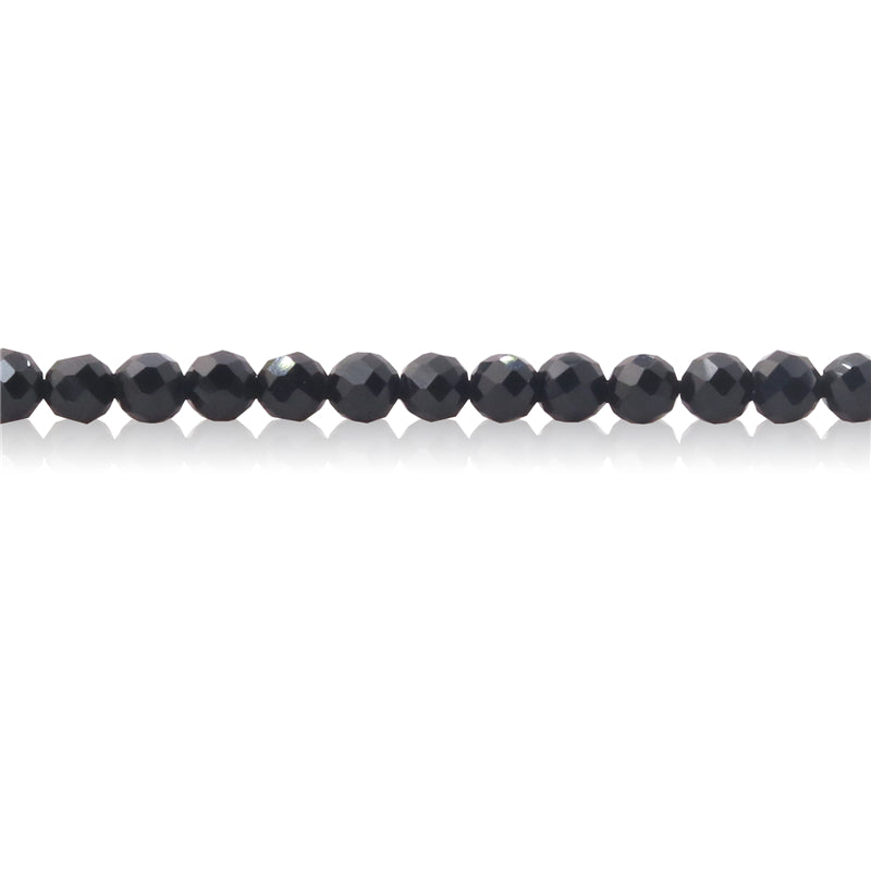 Perline di agata nera naturale rotonde sfaccettate da 2 mm, foro da 0,5 mm, circa 174 pezzi, filo da 39 cm.