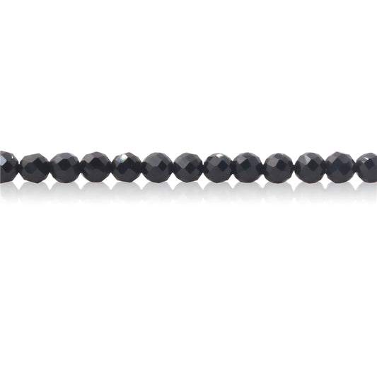 Perline di agata nera naturale rotonde sfaccettate da 2 mm, foro da 0,5 mm, circa 174 pezzi, filo da 39 cm.