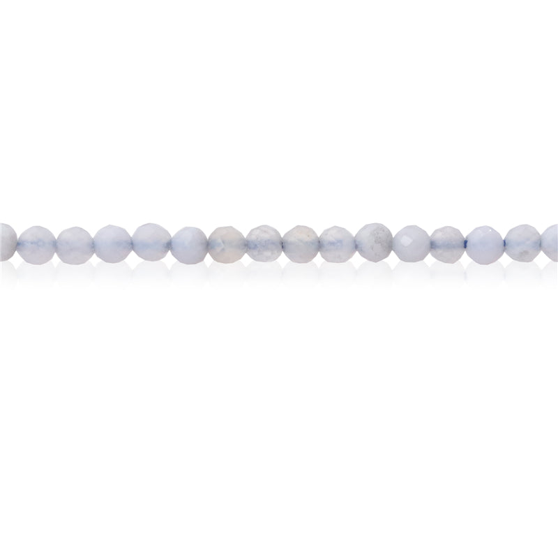 Natural Blue Chalcedony Beads Round Faceted 4mm Hole 0.6mm about 102pcs 39cm strand