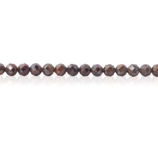 Perline di bronzite naturale rotonde sfaccettate da 2 mm, foro da 0,5 mm, circa 174 pezzi, filo da 39 cm.