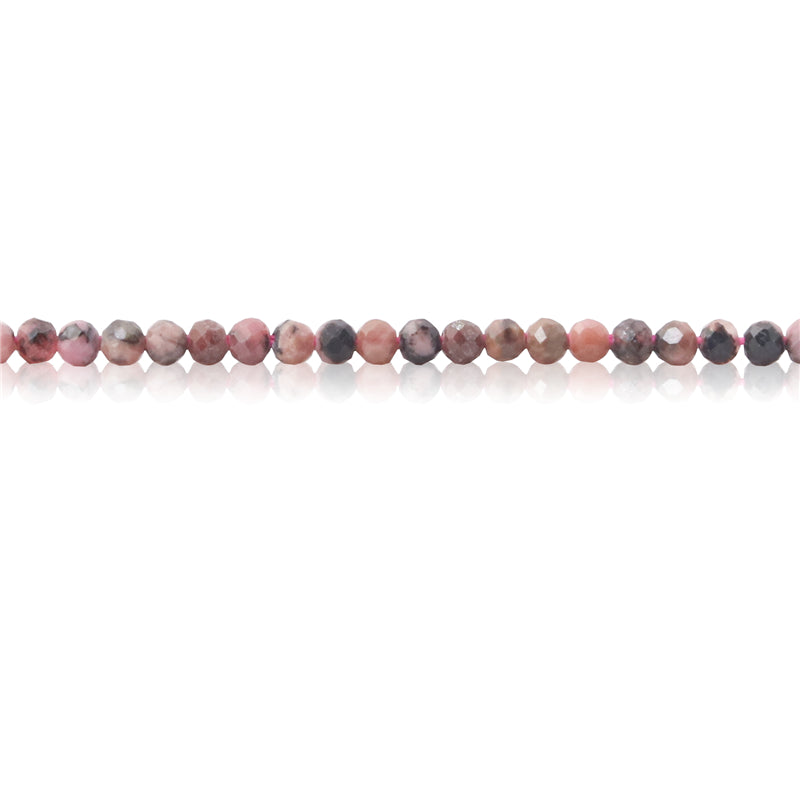 Perles Rhodochrosite noire naturelle ronde facette trou 2mm trou 0.5mm environ 174pcs 39cm sur fil