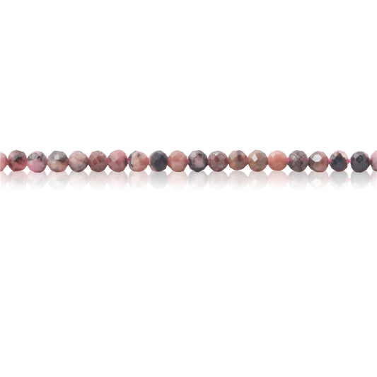 Perles de grenat rhodochrosite noires naturelles rondes à facettes trou 3mm trou 0.5mm environ 127 pièces sur fil 39cm