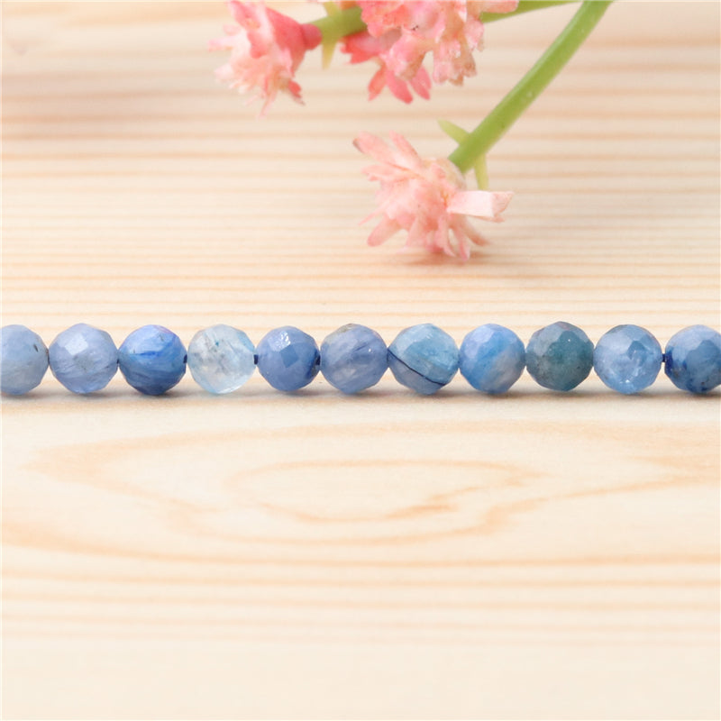 Natural Cyanite Beads Round Faceted 2mm Hole 0.5mm about 174pcs 39cm strand