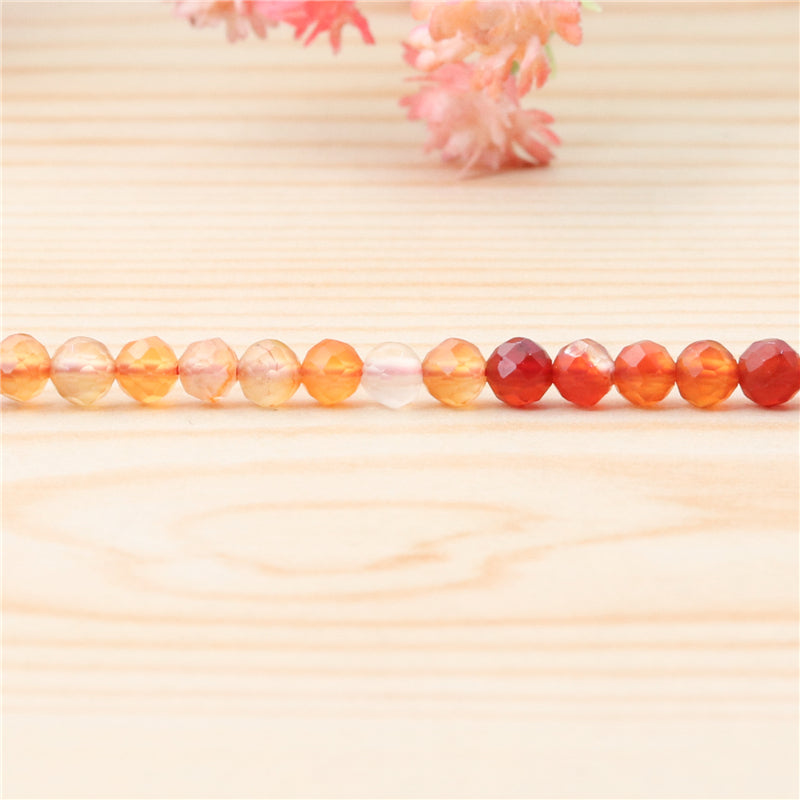 Natural Carnelian Beads Round Faceted 3mm Hole 0.5mm about 127pcs 39cm strand