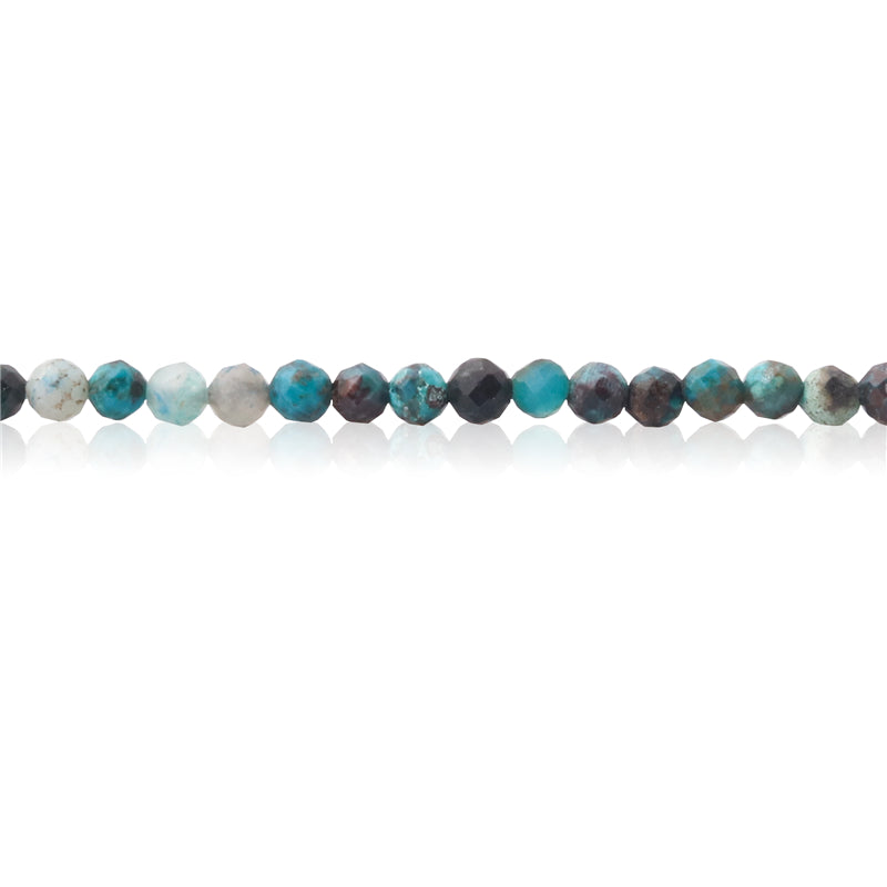 Perles chrysocolle naturelles rondes facette trou 2mm trou 0.5mm environ 174pcs 39cm sur fil