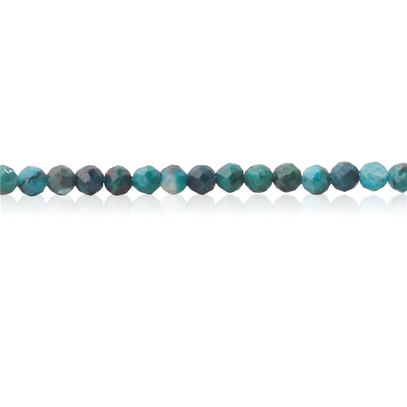 Perles chrysocolle naturelles rondes facette trou 2mm trou 0.5mm environ 174pcs 39cm sur fil