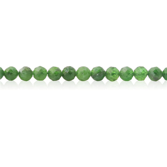 Natürliche Diopside-Perlen, rund, facettiert, 2 mm, Loch 0,5 mm, ca. 174 Stück, 39 cm Strang