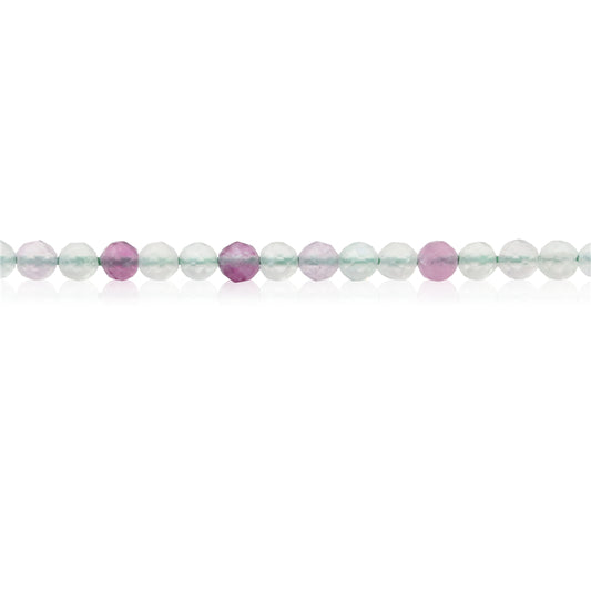 Perles Fluorite naturelle ronde facette 2mm trou 0.5mm environ 174pcs 39cm sur fil