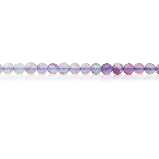 Perline di fluorite naturale rotonde sfaccettate da 2 mm, foro da 0,5 mm, circa 174 pezzi, filo da 39 cm.