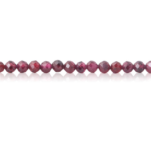 Perline di granato rosso naturale rotonde sfaccettate da 2 mm, foro da 0,5 mm, circa 174 pezzi, filo da 39 cm.