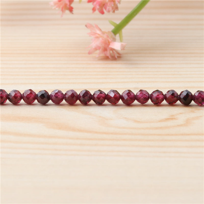 Natural Red Garnet Beads Round Faceted 2mm Hole 0.5mm about 174pcs 39cm strand