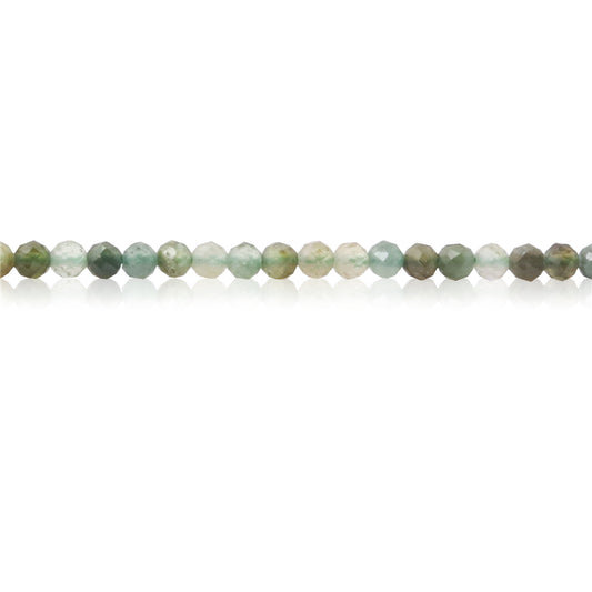 Perline di granato verde naturale rotonde sfaccettate da 3 mm, foro da 0,5 mm, circa 127 pezzi, filo da 39 cm.