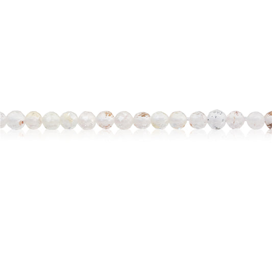 Perles de Quartz rutilé or naturel ronde facette trou 3mm trou 0.5mm environ 127pcs 39cm sur fil