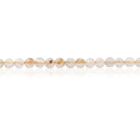 Natural Gold Rutilated Quartz Beads Round Faceted 2mm Hole 0.5mm about 174pcs 39cm strand