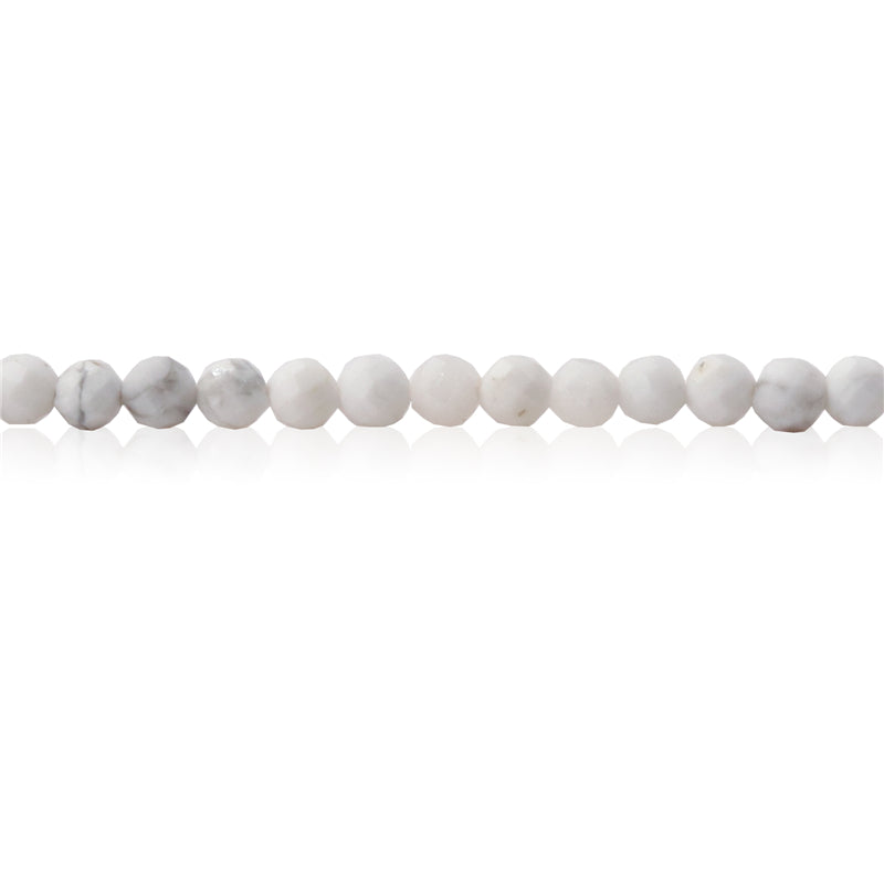 Perles Howlite naturelle ronde facette trou 2mm trou 0.5mm environ 174pcs 39cm sur fil