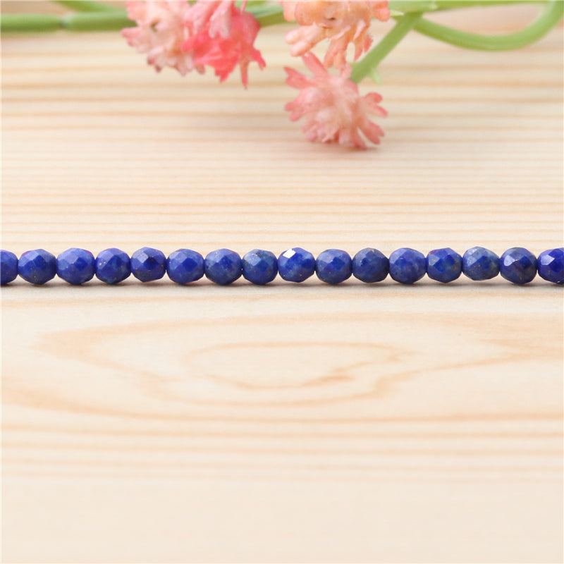 Natural Lapis Lazuli Beads Round Faceted 2mm Hole 0.5mm about 174pcs 39cm strand