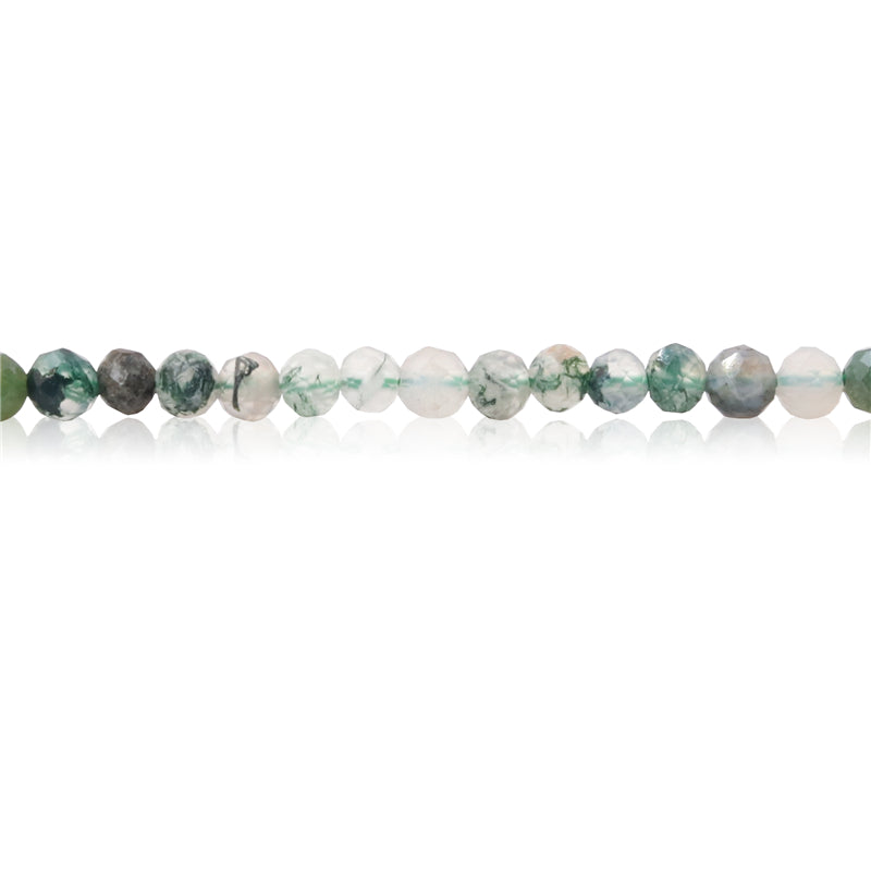 Natural Moss Agate Beads Round Faceted 2mm Hole 0.5mm about 174pcs 39cm strand