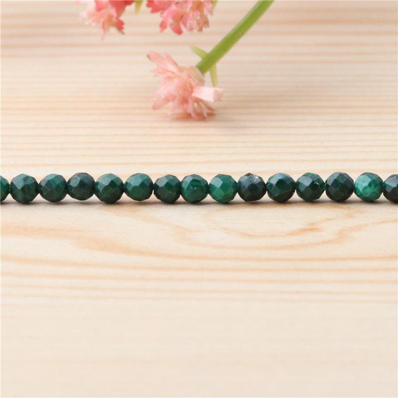 Natural Malachite Beads Round Faceted 3mm Hole 0.5mm about 127pcs 39cm strand