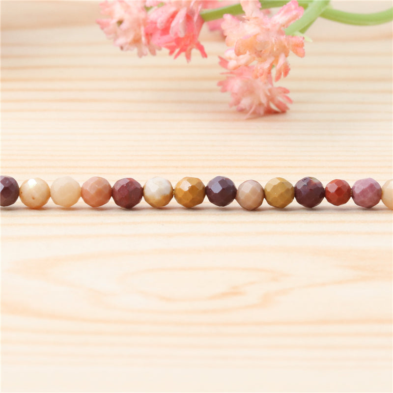 Perles Mookaite naturelles rondes facette trou 3mm trou 0.5mm environ 127pcs 39cm sur fil